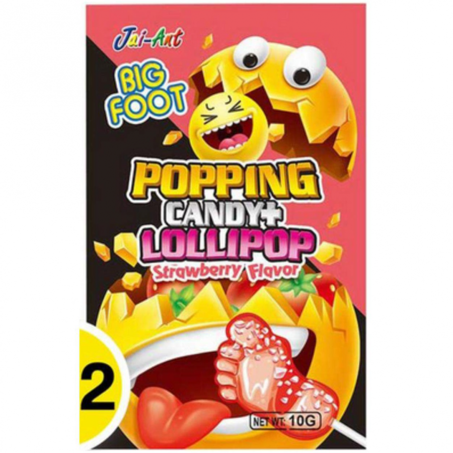 Jai-Ant Big Foot Popping Candy and Lollipop Strawberry Thailand