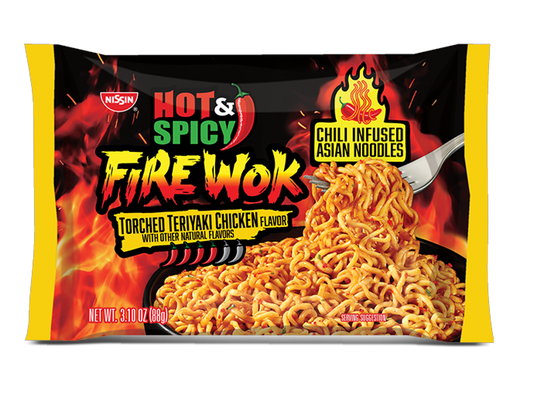 Nouilles - Noodle Bag - NISSIN Hot & Spicy - Fire Wok Torched Teriyaki Chicken Flavour