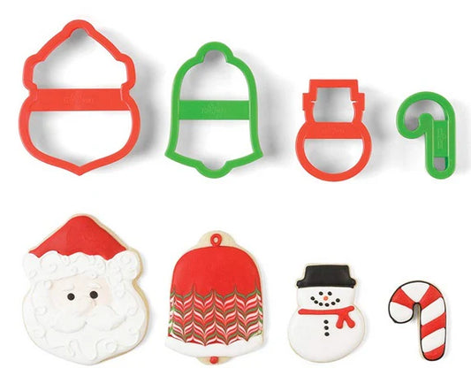 Noel - Coupe biscuit - Pere noel, cloche, canne et bonhomme